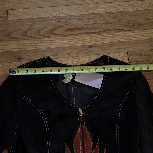 Vintage Chocolate Brown Fitted Suede Jacket w/Orange Suede Accents Size XS/S - Picture 14 of 14